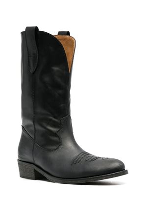 Black leather leather western-style boots VIA ROMA 15 | 3381NERO